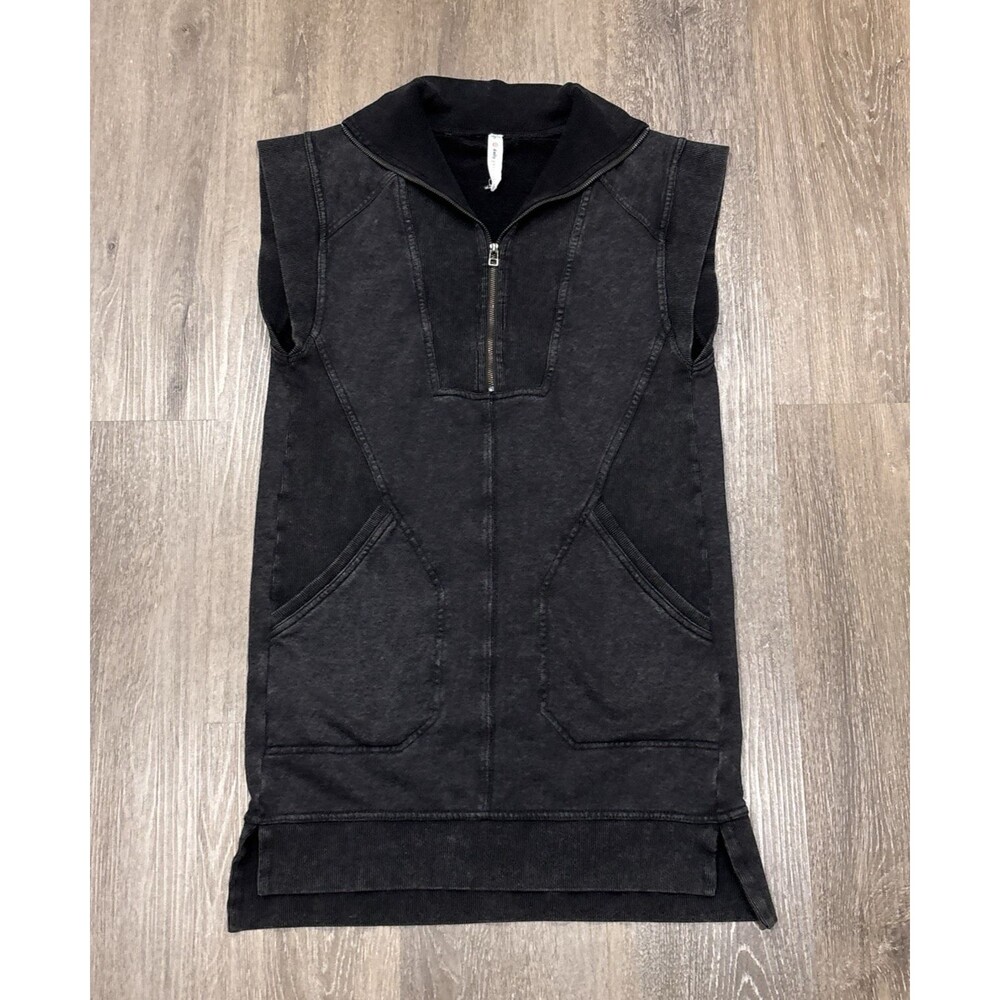 Daily Practice Anthropologie Dress Womens XS Meru Zip Front Mini Gray Athleisure